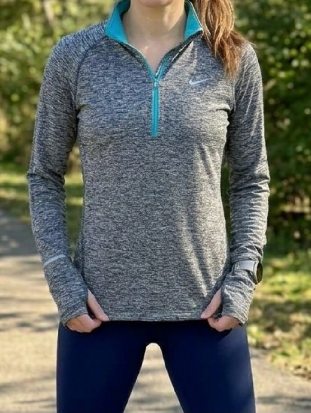 Nike Element Dri-Fit 1/2 Zip Running Pullover Heathered Blue S